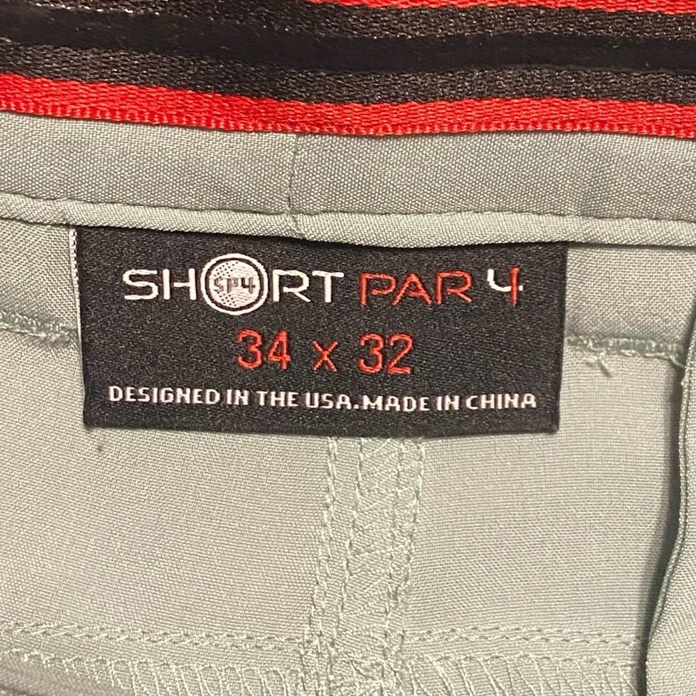 Short Par 4 Golf Pants Chino Mens Size 34 x 32 Seafoam Green Flat Front